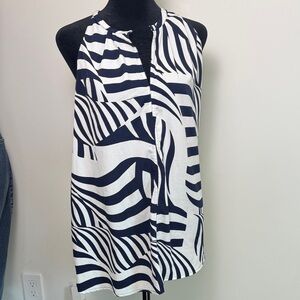 Banana Republic Navy and White Striped Racer Back Tank Top Blouse